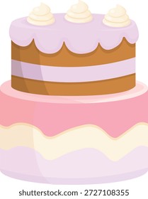 Elegant Gourmet Cake Vector Set, Decorative Tiered Celebration Cakes with Floral and Heart Toppers, Pastel Bakery Confection Illustrations for Weddings and Birthdays