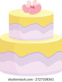 Elegante juego de Vector de pasteles gourmet, pasteles decorativos de celebración escalonados con adornos florales y corazones, pastel Ilustraciones de confitería de panadería para Bodas y cumpleaños