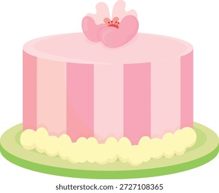 Elegant Gourmet Cake Vector Set, Decorative Tiered Celebration Cakes with Floral and Heart Toppers, Pastel Bakery Confection Illustrations for Weddings and Birthdays