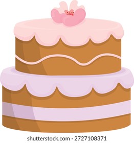 Elegante juego de Vector de pasteles gourmet, pasteles decorativos de celebración escalonados con adornos florales y corazones, pastel Ilustraciones de confitería de panadería para Bodas y cumpleaños