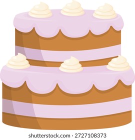 Elegante juego de Vector de pasteles gourmet, pasteles decorativos de celebración escalonados con adornos florales y corazones, pastel Ilustraciones de confitería de panadería para Bodas y cumpleaños