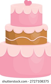 Elegante juego de Vector de pasteles gourmet, pasteles decorativos de celebración escalonados con adornos florales y corazones, pastel Ilustraciones de confitería de panadería para Bodas y cumpleaños