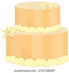 Elegante juego de Vector de pasteles gourmet, pasteles decorativos de celebración escalonados con adornos florales y corazones, pastel Ilustraciones de confitería de panadería para Bodas y cumpleaños