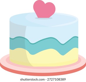 Elegante juego de Vector de pasteles gourmet, pasteles decorativos de celebración escalonados con adornos florales y corazones, pastel Ilustraciones de confitería de panadería para Bodas y cumpleaños