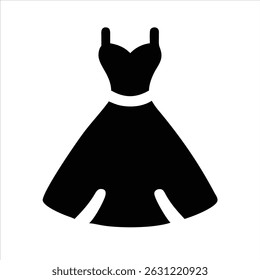Elegant gown object icon modern art design black and white with bold outline 