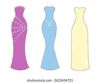 Elegant gowns with pearl details in pastel colors.
