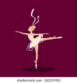 elegant, graceful ballet dancer in pose on stage