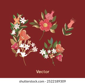 elegant graceful design flower floral collection element beautiful gorgeous lovely pretty luxury expensive background cover decoration abstract illustration