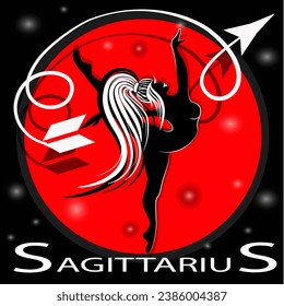 
an elegant and graceful girl in the zodiac sign Sagittarius very accurately and accurately launches a ribbon arrow