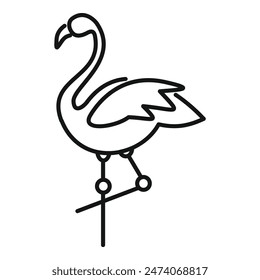 Elegant and graceful standing flamingo minimalist line art illustration on white background perfect for summer vacation. Holiday