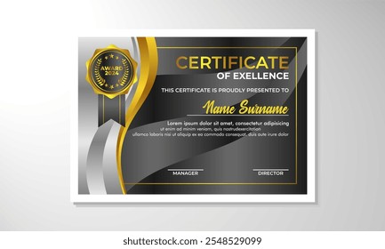 Plantilla elegante del diseño del certificado del gradiente
