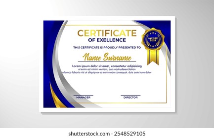 modelo de design de certificado de gradiente elegante
