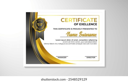 Plantilla elegante del diseño del certificado del gradiente