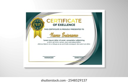 Plantilla elegante del diseño del certificado del gradiente