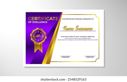 modelo de design de certificado de gradiente elegante