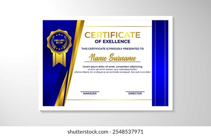 Plantilla elegante del diseño del certificado del gradiente