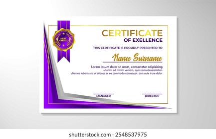 Plantilla elegante del diseño del certificado del gradiente