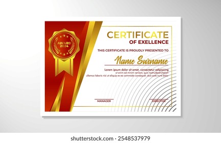 Plantilla elegante del diseño del certificado del gradiente