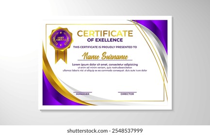 modelo de design de certificado de gradiente elegante