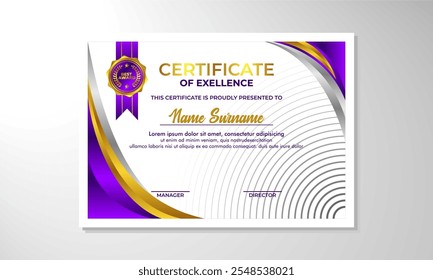 Plantilla elegante del diseño del certificado del gradiente
