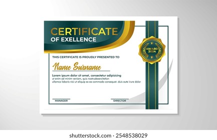 modelo de design de certificado de gradiente elegante