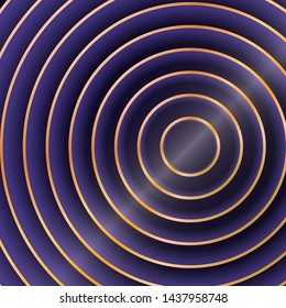 Elegant gradient circles with gold, 
indigo vector