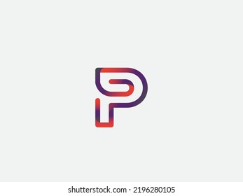 Elegant Gradient Logo P letters. Classic Modern Sans Serif Letters Minimal Fashion Design. Typography decoration P for branding, Technology
