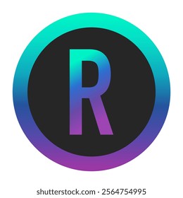 Elegant Gradient R Letter in Vibrant Circular Frame - Modern and Dynamic Vector Art for Creative Design Applications, Logos, and High-Impact Visual Branding.