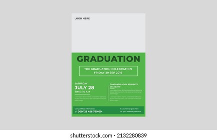 Elegant Graduation Flyer Template, Graduation Party Template Or Flyer Design, Vector School Party Invitation Flyer.
