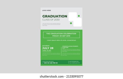 Elegant Graduation Flyer Template, Graduation Party Template Or Flyer Design, Vector School Party Invitation Flyer.
