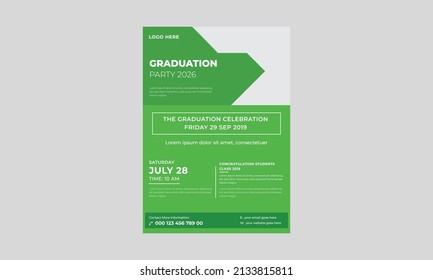 Elegant Graduation Flyer Template, Graduation Party Template Or Flyer Design, Vector School Party Invitation Flyer.
