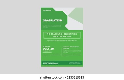 Elegant Graduation Flyer Template, Graduation Party Template Or Flyer Design, Vector School Party Invitation Flyer.
