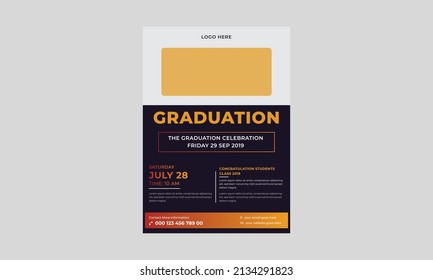 Elegant Graduation Flyer Template, Graduation Party Template Or Flyer Design, Vector School Party Invitation Flyer.
