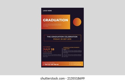 Elegant Graduation Flyer Template, Graduation Party Template Or Flyer Design, Vector School Party Invitation Flyer.
