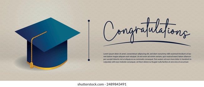 diseño elegante de la tarjeta de felicitación de la graduación con el mortarboard y el texto personalizable