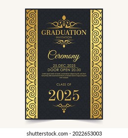 Elegant graduation invitation template with ornament