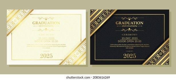 Elegant graduation invitation template with ornament