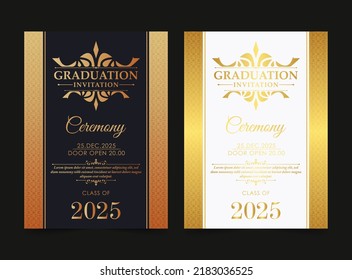 Elegant graduation invitation template with ornament