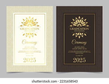 Elegant graduation invitation template with ornament	