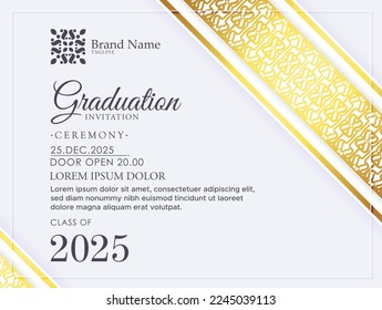 Elegant graduation invitation template with ornament