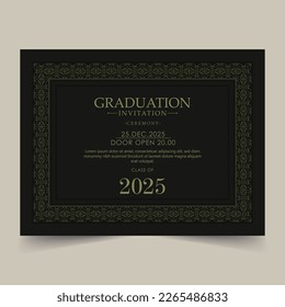 Elegant graduation invitation template with ornament