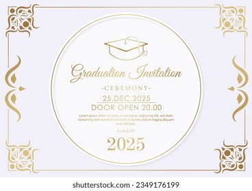 Elegante plantilla de invitación a graduación con ornamento