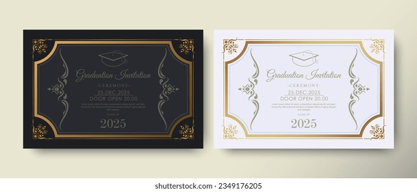 Elegante plantilla de invitación a graduación con ornamento