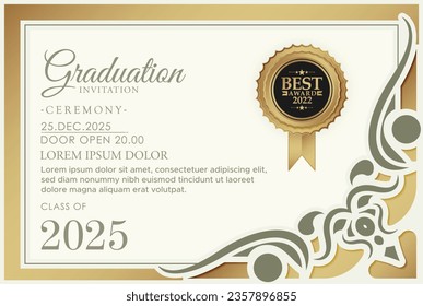 Elegant graduation invitation template with ornament	
