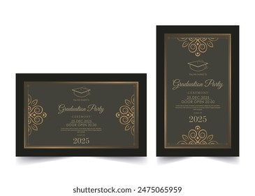 Elegant graduation invitation template with ornament