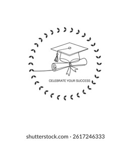 Elegant Graduation Quote Design – Handcrafted Congrats Graduate Font Art
Graduation Cap One Line Art – Simple Continuous Line Drawing