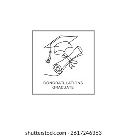 Elegant Graduation Quote Design – Handcrafted Congrats Graduate Font Art
Graduation Cap One Line Art – Simple Continuous Line Drawing