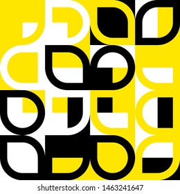 Elegant Grafic pattern with abstract geometric shapes. Black, yellow color. Vector illustration