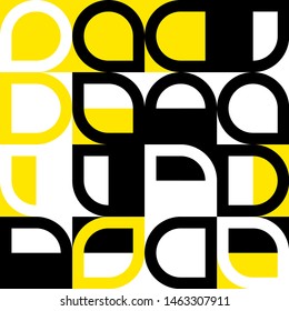 Elegant Grafic pattern with abstract geometric shapes. Black, yellow color. Vector illustration