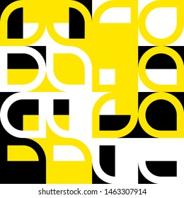 Elegant Grafic pattern with abstract geometric shapes. Black, yellow color. Vector illustration